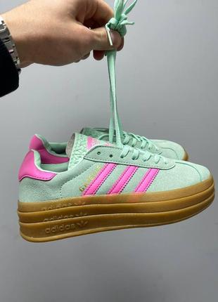 Женские кроссовки adidas gazelle bold mint pink 399 фото