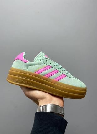 Женские кроссовки adidas gazelle bold mint pink 391 фото