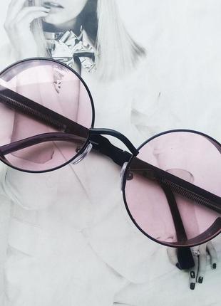 Уценка! круглые очки тишейды с шорами розовый с черным1 фото