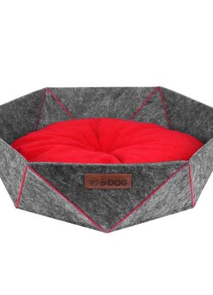 Лежанка смарагд для кота собаки 52х52х14 см сіра