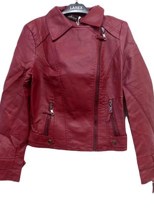 Куртка косуха женская fashion кожаная карманы бордовая1 фото