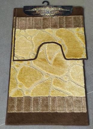 Комплект килимків для ванної konfetti carpet 60*100 та 60*50см до унітазу світло коричневий 0047  туреччина1 фото