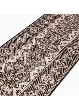 Доріжка безворсова на відріз natura 939-19 коричневий! вишиванка рожка