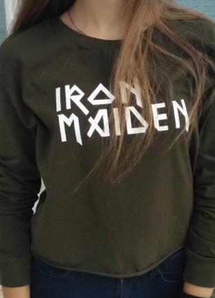 Трикотажный свитер хаки iron maiden