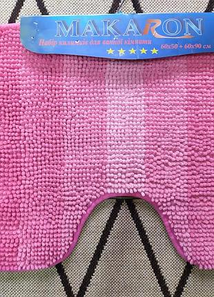 Набір для ванни 60*90+60*50см makaron мікрофібра рожевий