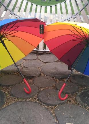 Подростковый зонт- трость радуга на 16 спиц. венгрия1 фото