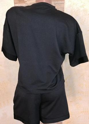 Женский летний костюм футболка с шортами черный m/l (44-48)2 фото