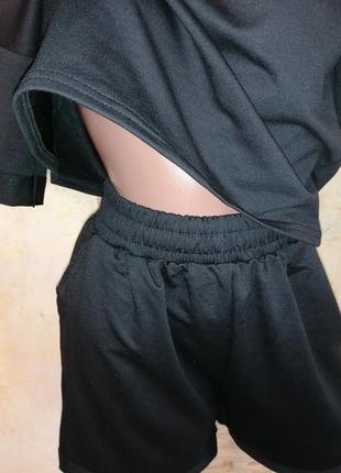Женский летний костюм футболка с шортами черный m/l (44-48)3 фото
