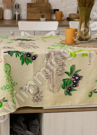 Скатерть на стол льняная хлопковая 150*220 см на обеденный стол "оливия"