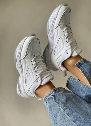 Білі шкіряні кросівки nike m2k tekno triple white (найк м2к текно 361 фото