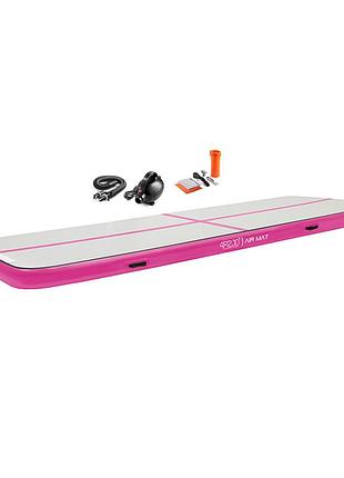 Мат надувной гимнастический 4fizjo air track mat 400 x 100 x 15 см white/pink (p-5907739311788)