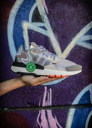 Мужские кроссовки adidas nite jogger grey two solar orange 455 фото