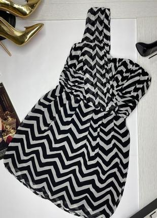 Шифонова сукня h&m s плаття на одне плече коротке плаття в принт