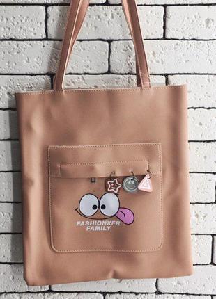 Сумочка - бежевая с картинкой