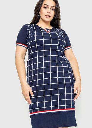Картате плаття повсякденне колір темно-синій розміри 4xl, 5xl, xxl, xxxl fa_007136