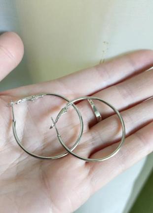 Серьги медицинская сталь сережки серебро круглые кольца4 фото
