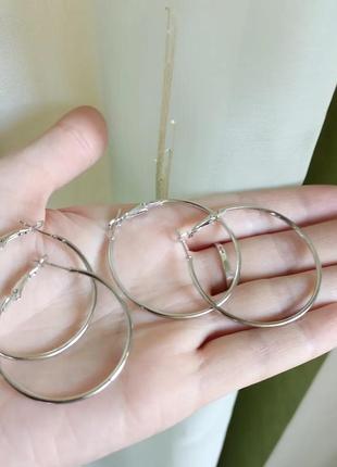 Серьги медицинская сталь сережки серебро круглые кольца5 фото