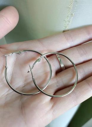 Серьги кільця медична сталь круглі сережки срібні2 фото