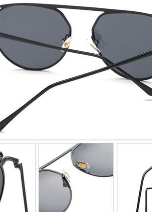Солнцезащитные поляризованные прочные очки с металлическими бровями черные4 фото