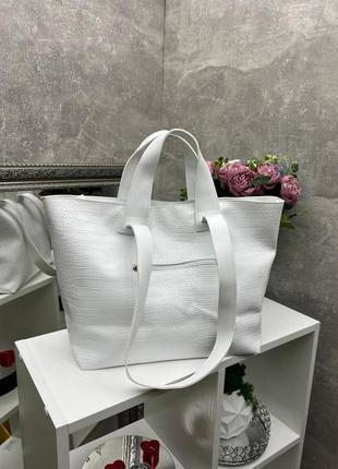 Белая стильная трендовая качественная эффектная вместительная объемная сумка производство туречковое количество ограничено3 фото