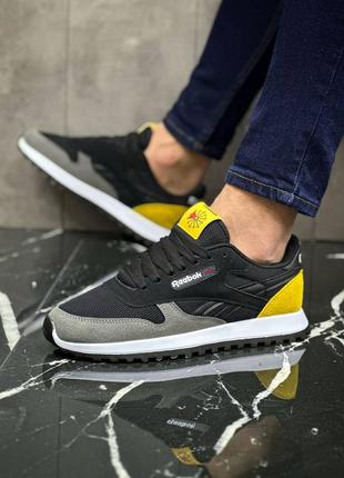 Reebok classic black yellow кросівки