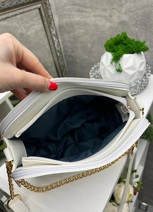 Шикарная стильная качественная комфортная сумочка с нежной цепочкой на 3 отделения производство украинская капучино3 фото