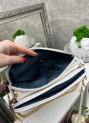 Шикарная стильная качественная комфортная сумочка с нежной цепочкой на 3 отделения производство украинская капучино4 фото