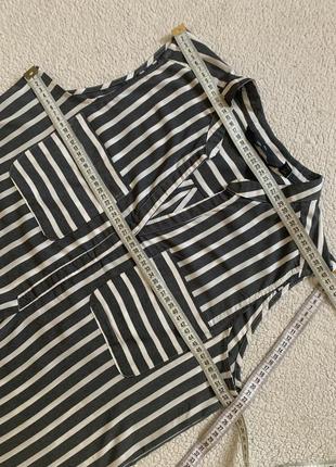 Стильная летняя полу рубашка в полоску с карманами блузка на пуговицах с вискозой vero moda6 фото