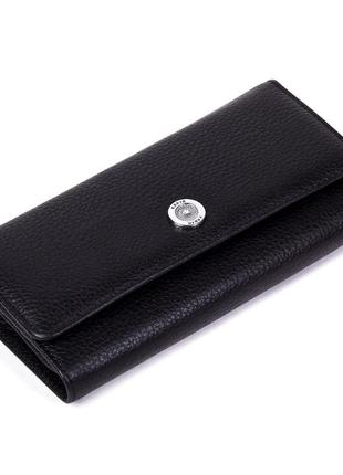 Великий жіночий гаманець karya 1146-45 чорний з натуральної шкіри