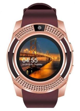 Умные смарт-часы smart watch v8. цвет: коричневый