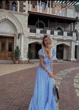 Невероятное шелковое платье голубого цвета, женское платье с разрезом3 фото