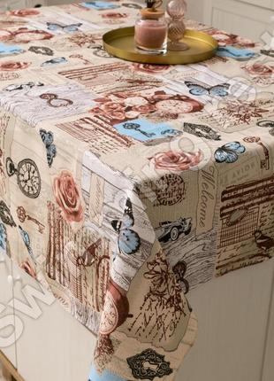 Скатерть на стол льняная хлопковая  150х180 см на обеденный стол "либретто"6 фото