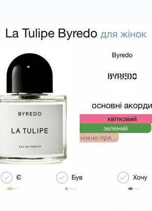 Byredo la tulipe парфумована вода распив2 фото