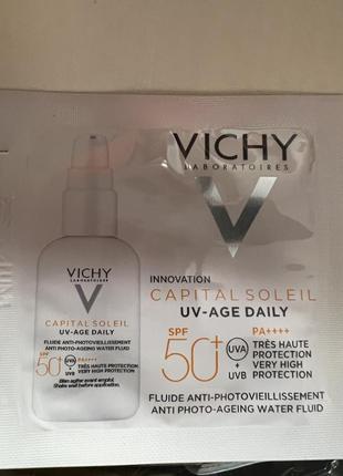 Vichy сонцезахисний невагомий флюїд проти ознак фотостаріння шкіри обличчя, spf 50+