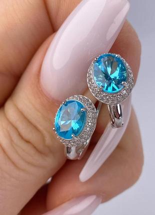 🇺🇦 серьги серебро 925°, покрытие родиной вставки фианит 0967.10р