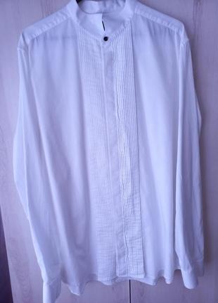 Нарядная белая мужская рубашка от h&amp;m p l/xl