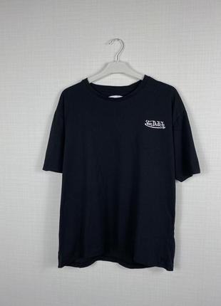 Футболку von dutch вінтаж базова чорна лого оверсайз sb y2k logo vintage (stussy x dickies x carhartt)