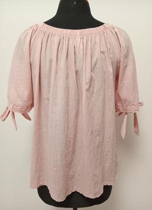 Блузка розовая прошва батист вышивка.2 фото