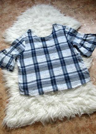 Вискозная блуза в клетку с воланами на рукавах m&s