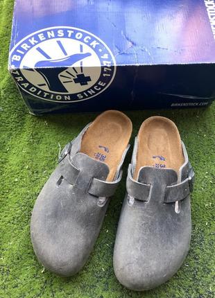 Сабо глоги  birkenstock boston natural leather  оригинал3 фото