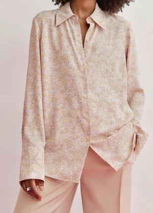 Рубашка женская на пуговицах в цветочный принт пастельный тон h&m- m l1 фото