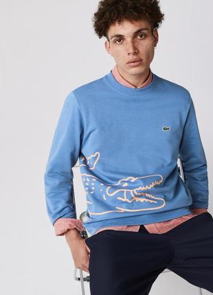 Толстовка / свитшот lacoste с крокодиловым принтом из органического хлопка !