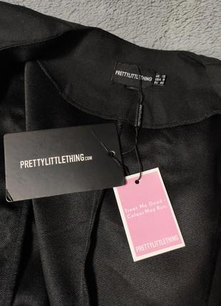 Красивая чёрная удлиненная добротная классическая жилетка накидка жилет пиджак без рукавов prettylittlething5 фото