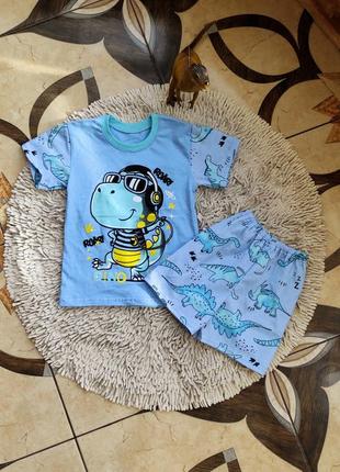 Костюм, пижама футболка шорты для мальчика с динозаврами3 фото