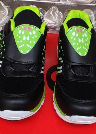 Кросівки для хлопчика дівчинки сітка чорні із зеленим 31 (20)9 фото