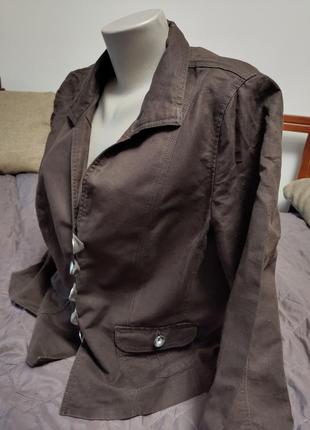 Темный оригинальный пиджак из льна большого размера 462 фото