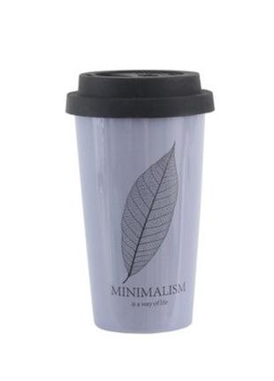 Кухоль limited edition minimalism із силіконовою кришкою 400 мл порцеляна (htk-025)