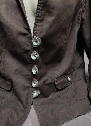 Темный оригинальный пиджак из льна большого размера 464 фото
