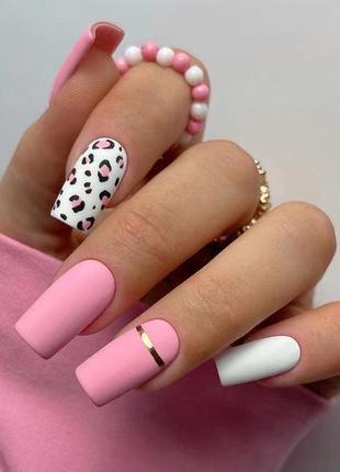 Накладные ногти 24 шт. + клей для ногтей, форма типс - мягкий квадрат