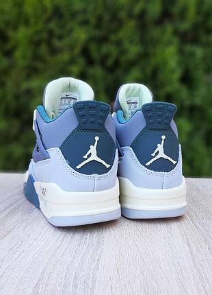 Женские кожаные кроссовки nike air jordan 4 высокие серые с зеленым кроссовки найк аэр...